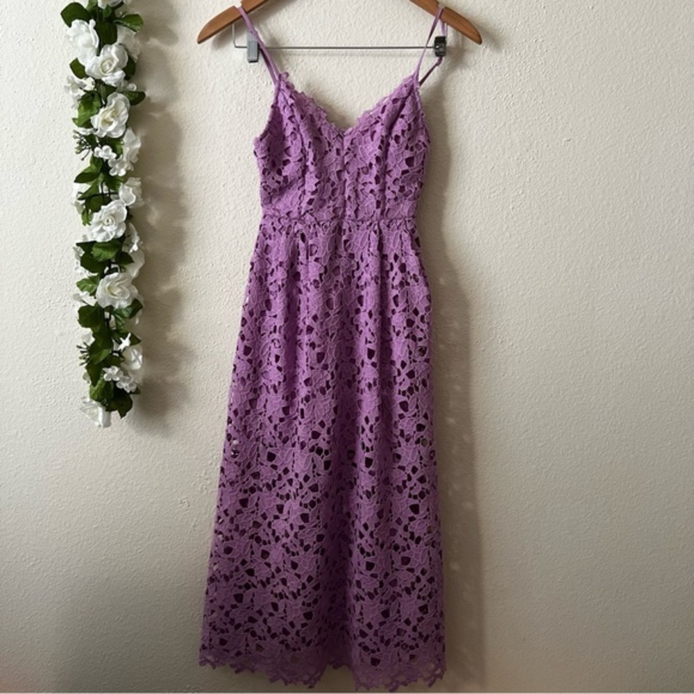 ASTR Orchid Purple Floral Lace A-Line Midi Dress - Picture 2 of 11